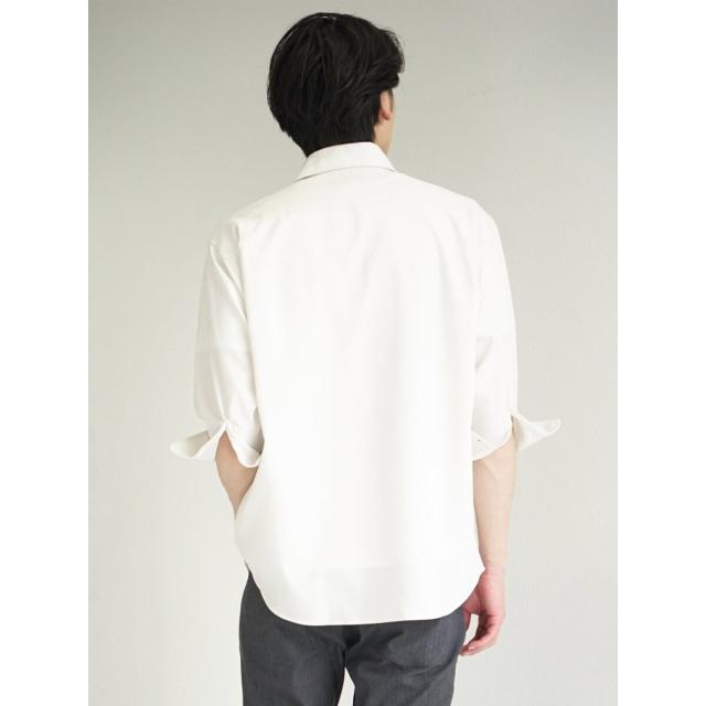 トップス Taka TAKA-Q TechLinen スタンドカラー 7分袖シャツ メンズ シャツ