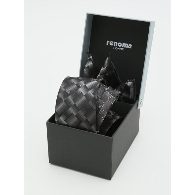 タカキュー（TAKA−Q）/スーティスト シルク パネル柄 ナロータイ&チーフセット