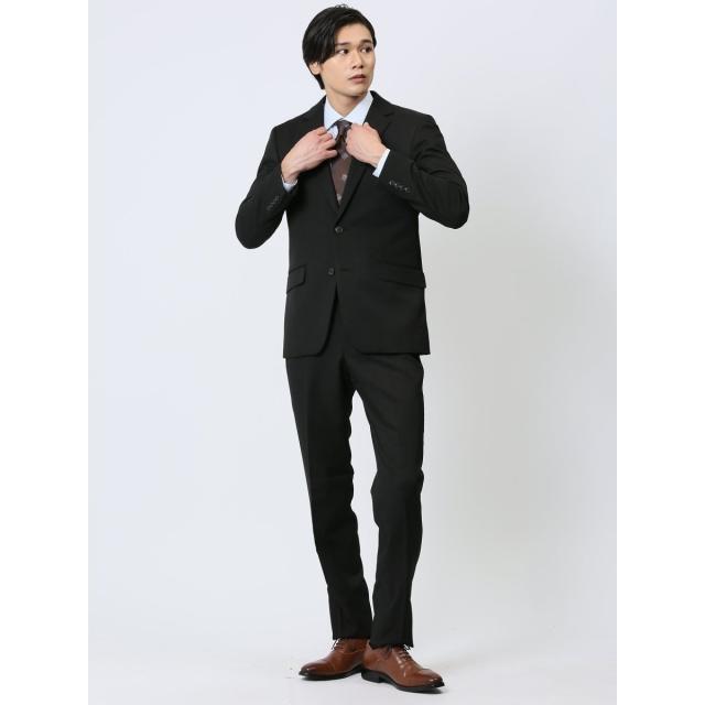 タカキュー（TAKA−Q）/【ストレッチ ウォッシャブル】タカキュー 2ボタン2ピース セットアアップスーツ ストライプ黒