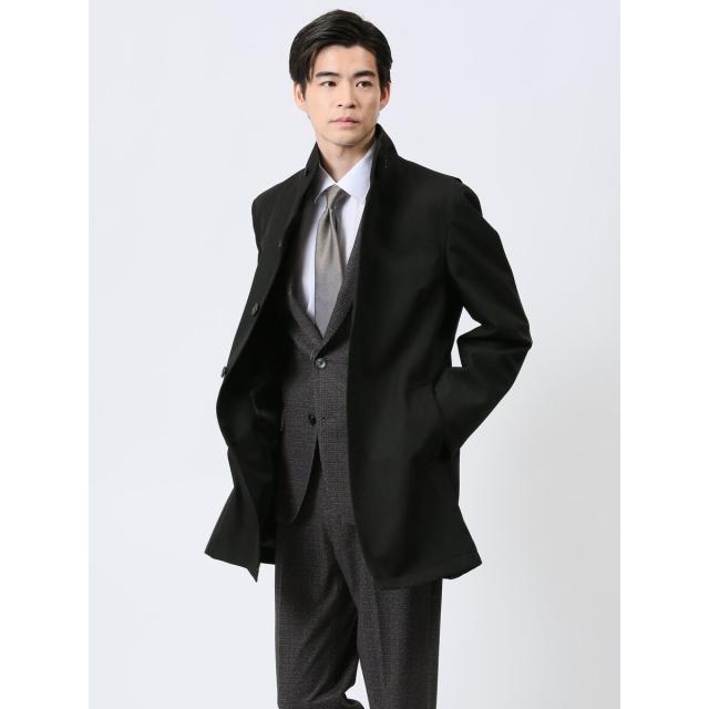 タカキュー（TAKA−Q）/【撥水　防風】イタリアンカラーコート ホップサック黒の通販は