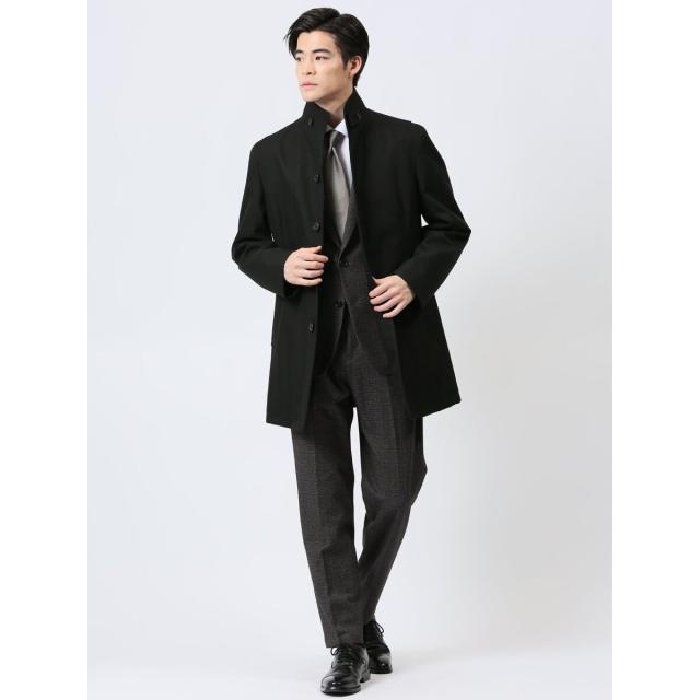 タカキュー（TAKA−Q）/【撥水　防風】イタリアンカラーコート ホップサック黒の通販は