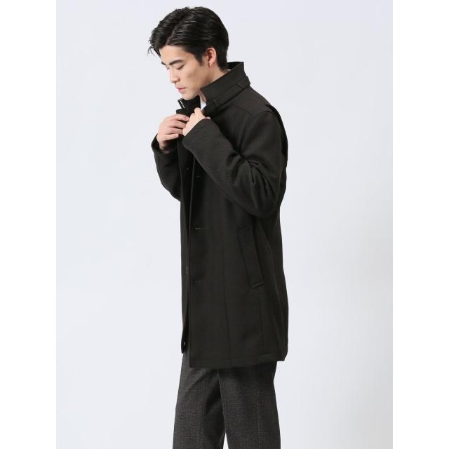 タカキュー（TAKA−Q）/【 撥水】 スタンドカラーコート ヘリンボン茶