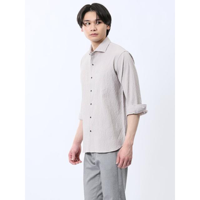 タカキュー（TAKA−Q）/m．f．エディトリアル ふくれチェック カッタウェイカラー7分袖シャツ_3