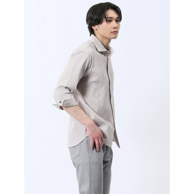 タカキュー（TAKA−Q）/m．f．エディトリアル ふくれチェック カッタウェイカラー7分袖シャツ_5