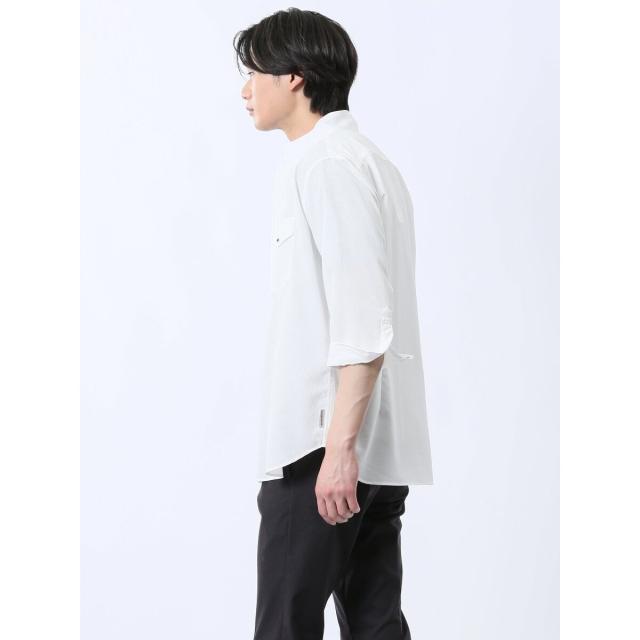 タカキュー（TAKA−Q）/m．f．エディトリアル ストレッチ 楊柳 スタンドカラー7分袖シャツ_2