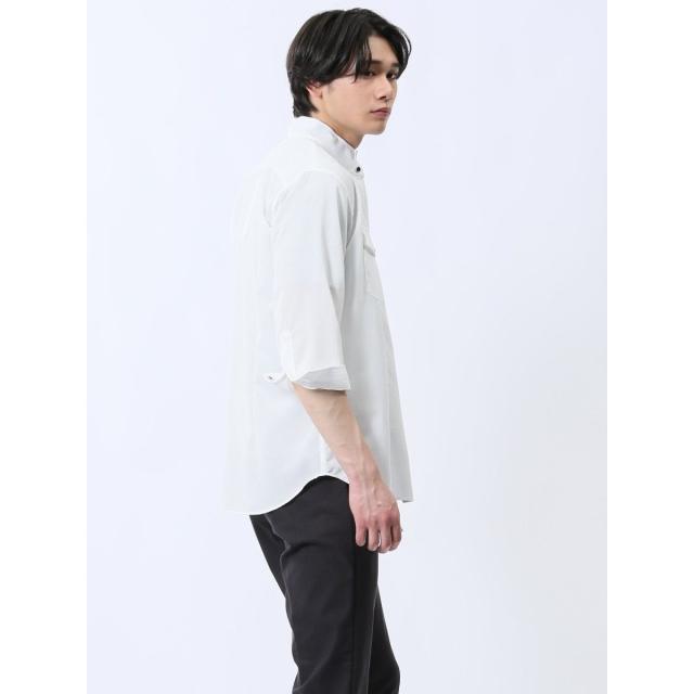 タカキュー（TAKA−Q）/m．f．エディトリアル ストレッチ 楊柳 スタンドカラー7分袖シャツ_4