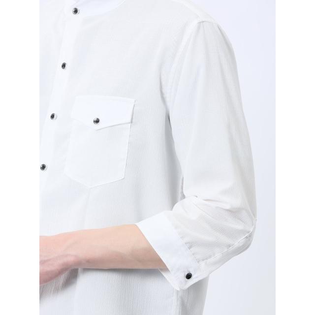 タカキュー（TAKA−Q）/m．f．エディトリアル ストレッチ 楊柳 スタンドカラー7分袖シャツ_11