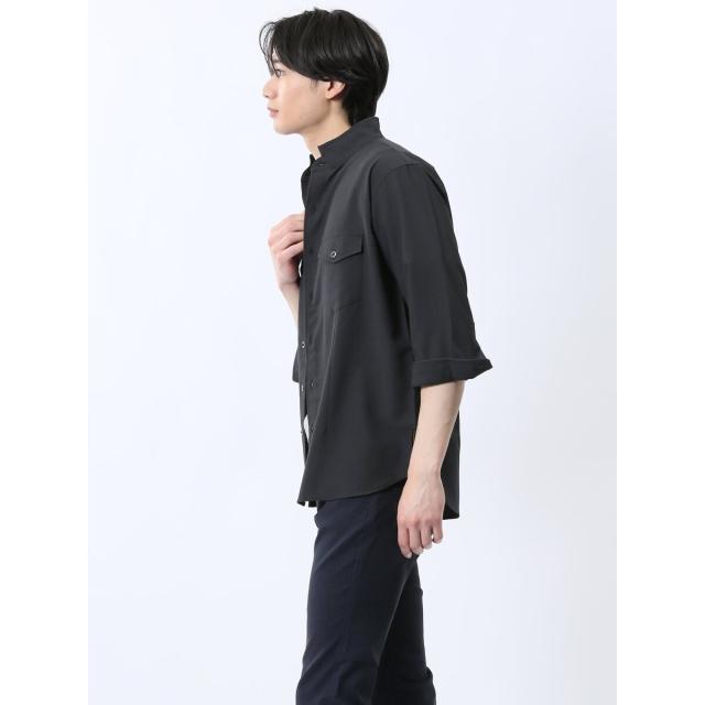 タカキュー（TAKA−Q）/m．f．エディトリアル ストレッチ 楊柳 スタンドカラー7分袖シャツ_12