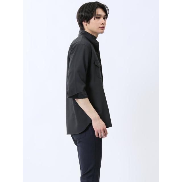 タカキュー（TAKA−Q）/m．f．エディトリアル ストレッチ 楊柳 スタンドカラー7分袖シャツ_14