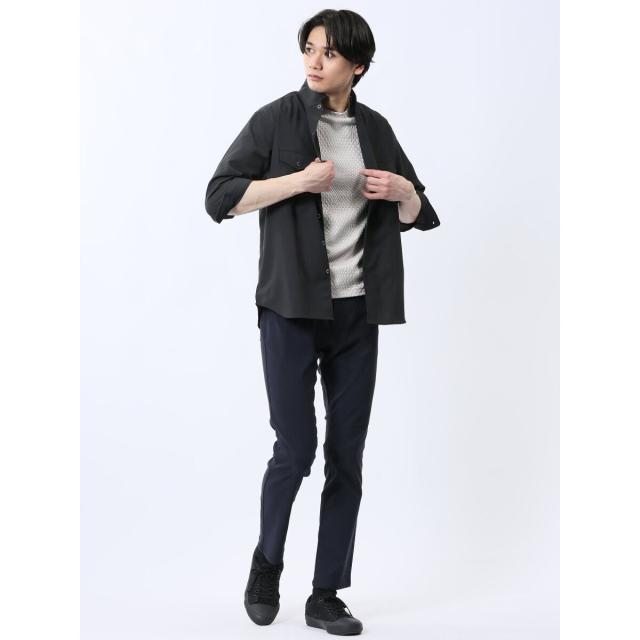 タカキュー（TAKA−Q）/m．f．エディトリアル ストレッチ 楊柳 スタンドカラー7分袖シャツ_15