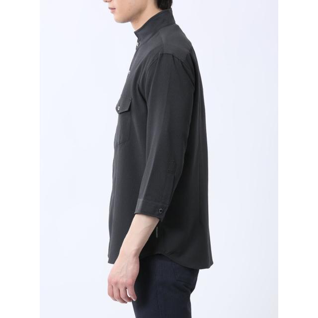 タカキュー（TAKA−Q）/m．f．エディトリアル ストレッチ 楊柳 スタンドカラー7分袖シャツ_17