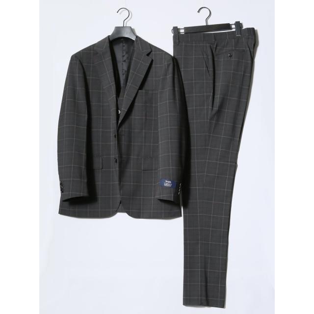 タカキュー（TAKA−Q）/【マルゾット ウール混】スーティスト 2ボタン3ピース ビジネスセットアップスーツ チェックグレー