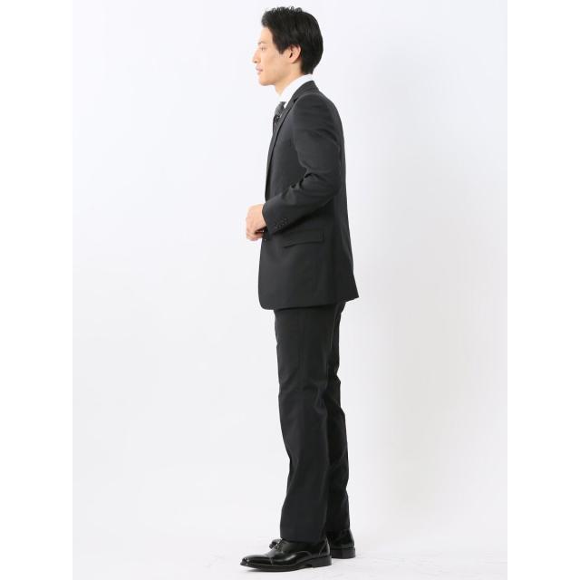タカキュー（TAKA−Q）/【光沢 ウール混 ストレッチ】レノマオム 2ボタン3ピース セットアップスーツ シャドーストライプ黒_1