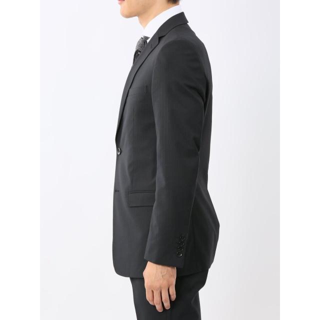 タカキュー（TAKA−Q）/【光沢 ウール混 ストレッチ】レノマオム 2ボタン3ピース セットアップスーツ シャドーストライプ黒_5