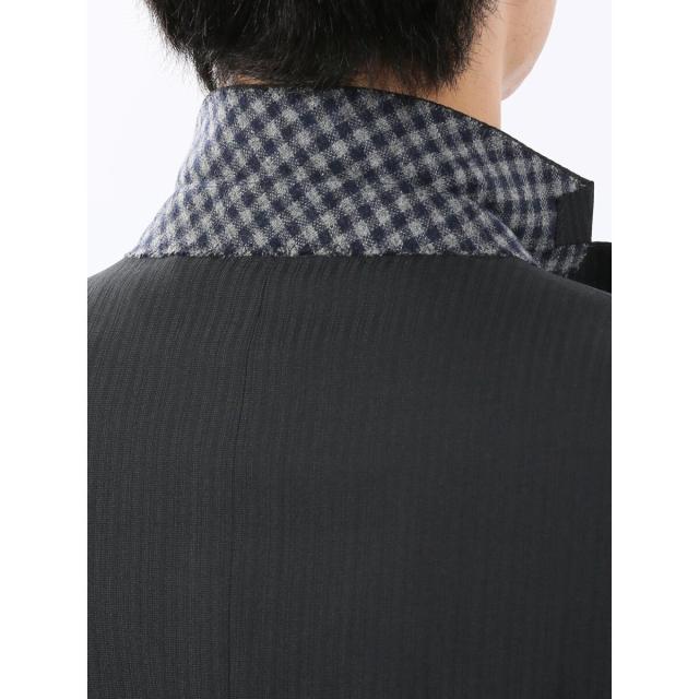 タカキュー（TAKA−Q）/【光沢 ウール混 ストレッチ】レノマオム 2ボタン3ピース セットアップスーツ シャドーストライプ黒_7