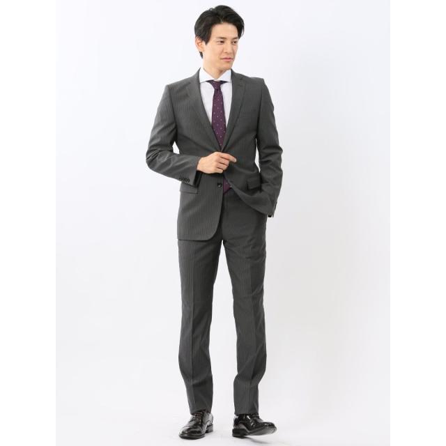 タカキュー（TAKA−Q）/【光沢 ウール混 ストレッチ】レノマオム 2ボタン2ピース セットアップスーツ シャドーストライプ