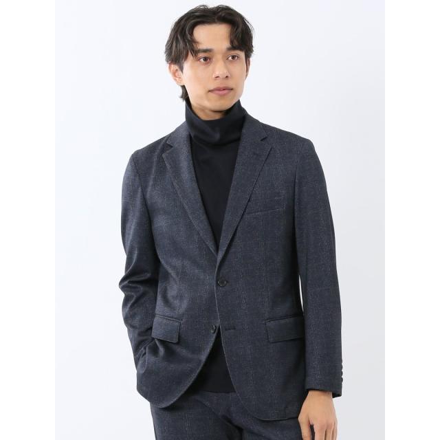 タカキュー（TAKA−Q）/【ストレッチ イージーケア】タカキュー 2ボタンジャケット チェック紺(セットアップ可能)