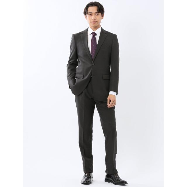 タカキュー（TAKA−Q）/【ストレッチ ウォッシャブル】タカキュー ウール調 2ボタン2ピーススーツ 組織黒