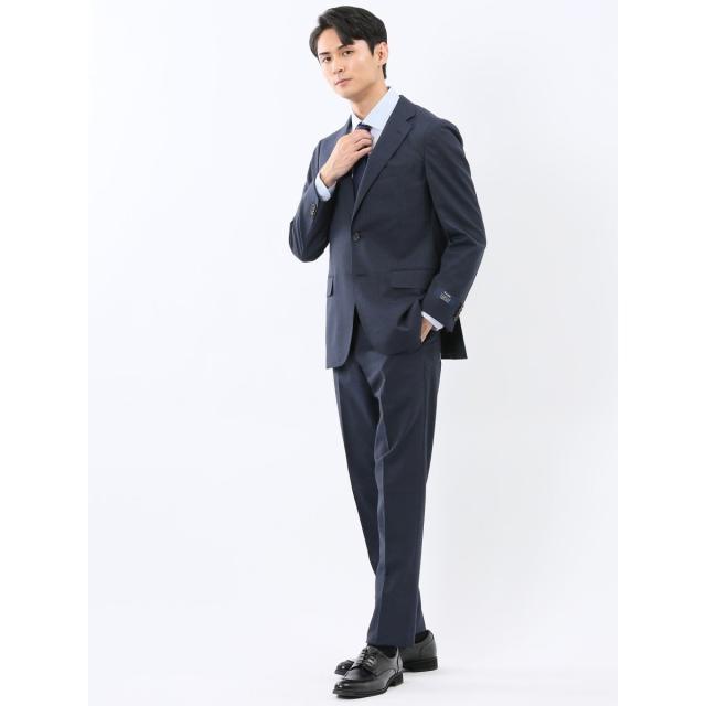 タカキュー（TAKA−Q）/【マルゾット ウール混】スーティスト 2ボタン2ピース ビジネスセットアップスーツ チェック紺