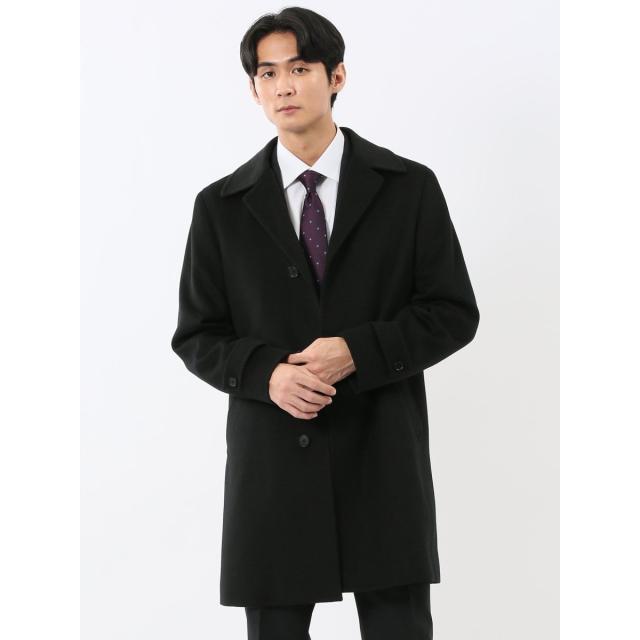 タカキュー（TAKA−Q）/【ウール100％】スーティスト ステンカラーコート 無地黒