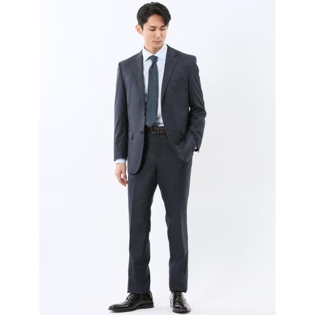 タカキュー（TAKA−Q）/【ストレッチ ウォッシャブル ウール調】タカキュー 2ボタン2ピース セットアップスーツ チェック紺