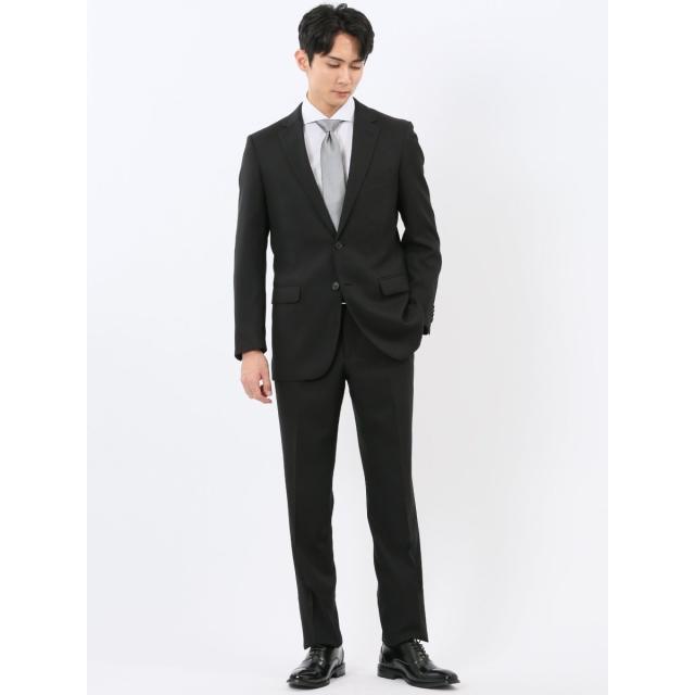 タカキュー（TAKA−Q）/【ストレッチウォッシャブル】タカキュー 2ボタン2ピース ビジネスセットアップスーツ 組織黒