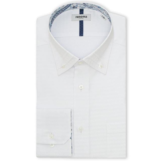 【NEW】タカキュー（TAKA−Q）/【モード イージーアイロン】レノマオム 3枚衿風ボタンダウン ビジネスドレス長袖シャツ