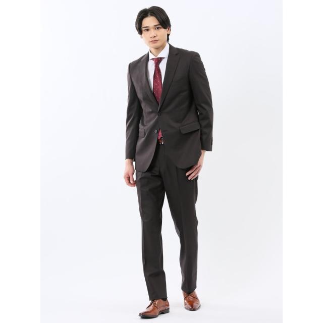 タカキュー（TAKA−Q）/スーツ メンズ 上下 セットアップ ツーピース ビジネス スリム ウール混 光沢 茶 21,922円