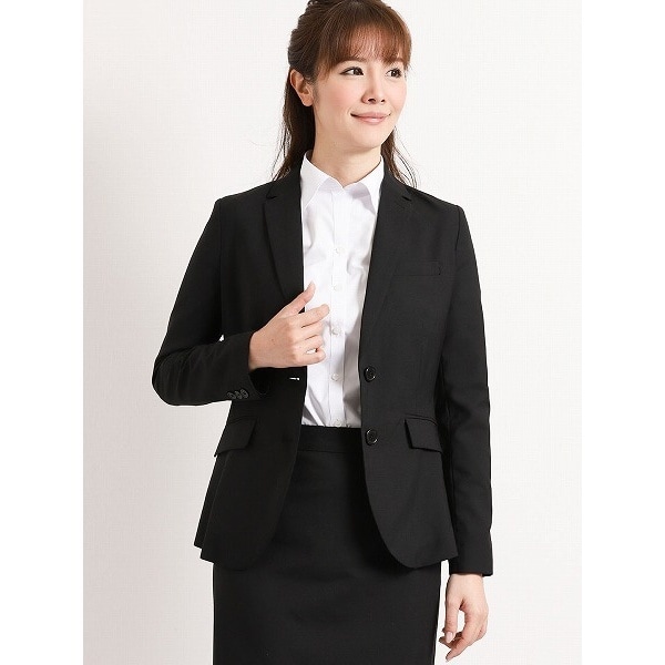 タカキュー/m．f．エディトリアル ストレッチウォッシャブル黒無地セットアップスリムジャケット