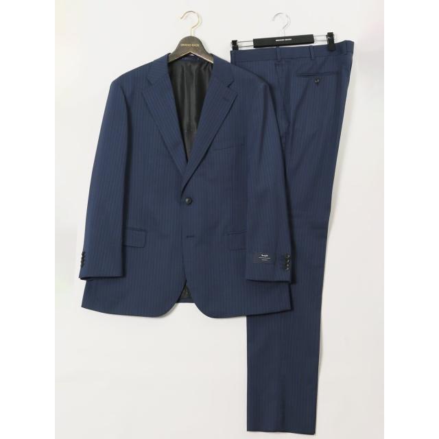 グランバック（GRAND−BACK）/【大きいサイズ ウール混】グランバック 2ボタン2ピース ビジネスセットアップスーツ ストライプ青
