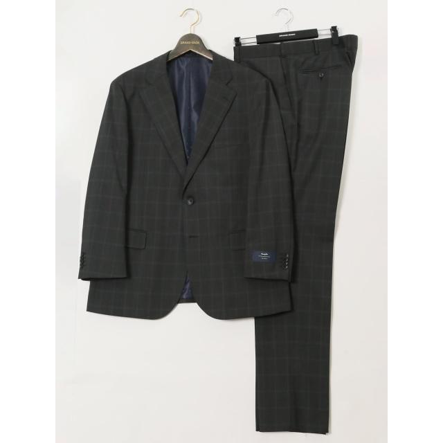 グランバック（GRAND−BACK）/【大きいサイズ ウール混】グランバック 2ボタン2ピース ビジネスセットアップスーツ チェックグレー