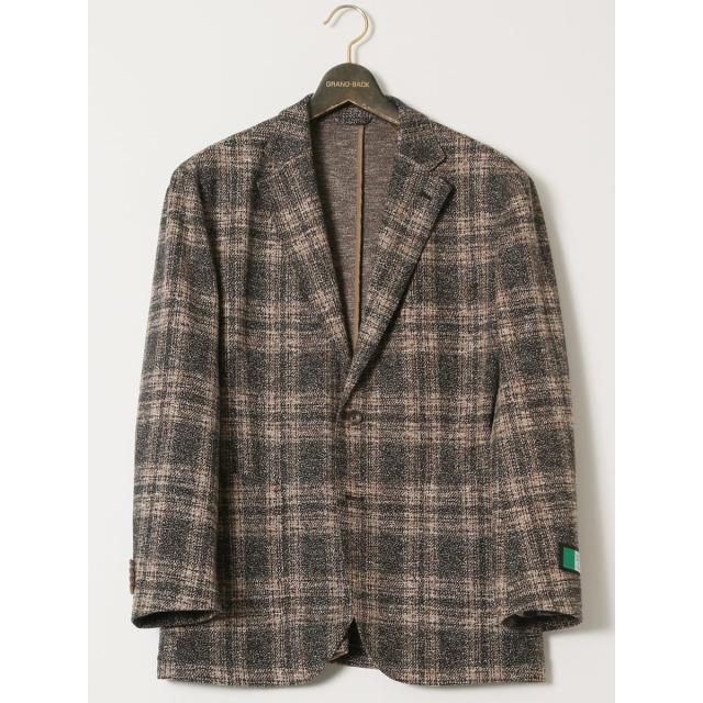 グランバック（GRAND−BACK）/【大きいサイズ 表地ストレッチ】グランバック イタリアジャージ チェック柄 2ボタンジャケット