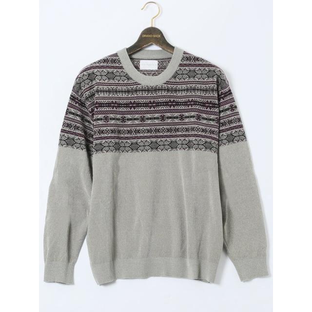 グランバック（GRAND−BACK）/【大きいサイズ】エアロポステール モールジャガード クルーニット