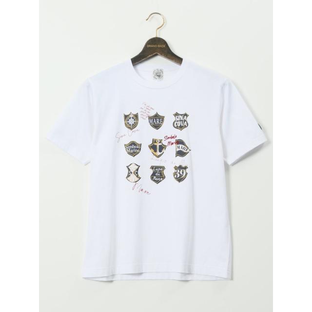 グランバック（GRAND−BACK）/【大きいサイズ】シナコバ 綿天竺 ワッペン柄 クルー 半袖 Tシャツ