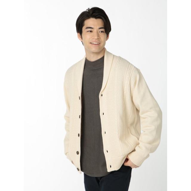 m．f．エディトリアル（m．f．editorial）/m．f．エディトリアル 裏ボア 前身アラン柄 ショールカーディガンの通販は 5,478円