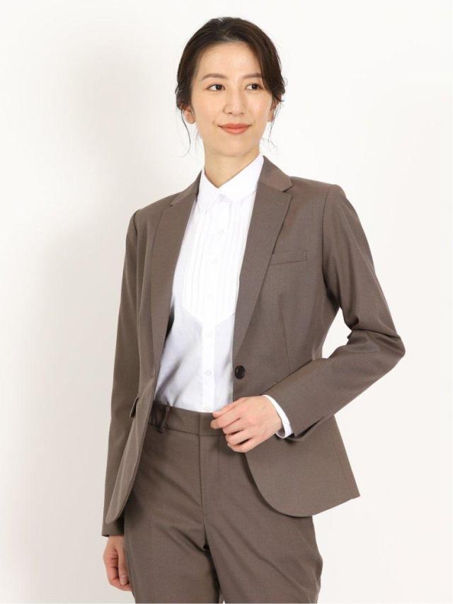 m．f．エディトリアル（m．f．editorial）/m．f．エディトリアル 綿混シャーク セットアップ 1ボタンジャケット 茶