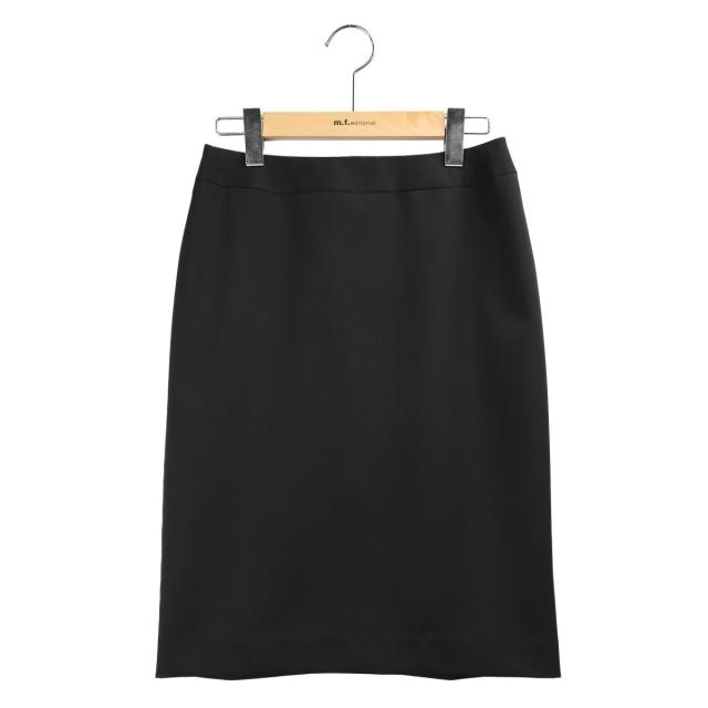 【NEW】m．f．エディトリアル/リクルート黒無地 ウール混 タイトスカート(セットアップ可能)