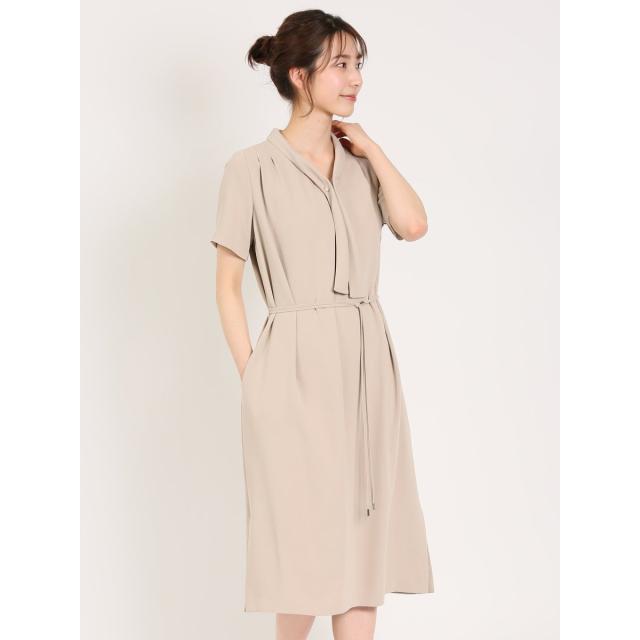 【NEW】m．f．エディトリアル（m．f．editorial）/ダブルクロス サックワンピース ベージュ(セットアップ可能)の通販は 15,400円