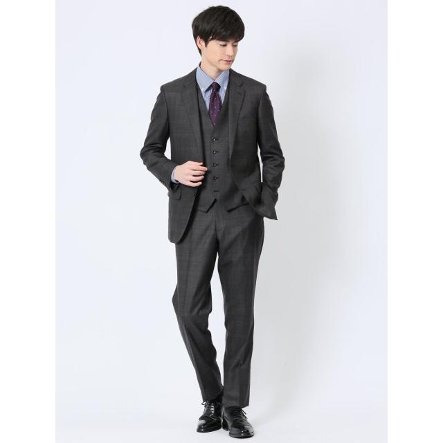 m．f．エディトリアル（m．f．editorial）/m．f．エディトリアル 光沢ウール混 2ボタン3ピース ビジネスセットアップスーツ チェックグ…