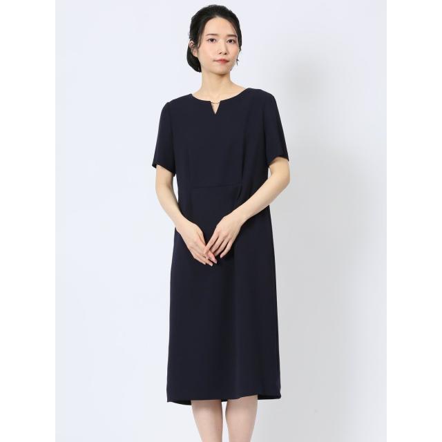 【NEW】m．f．エディトリアル（m．f．editorial）/ストレッチウォッシャブル サックワンピース 紺・ダルブルー(セットアップ可能)