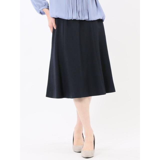 m．f．エディトリアル（m．f．editorial）/ストレッチウォッシャブル シャーク フレアースカート 紺(セットアップ可能)