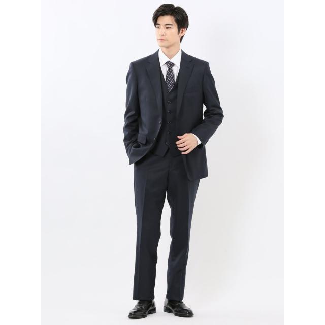 m．f．エディトリアル（m．f．editorial）/【ストレッチ 光沢 ウール混】m．f．エディトリアル 2ボタン3ピース スーツ ツイル紺