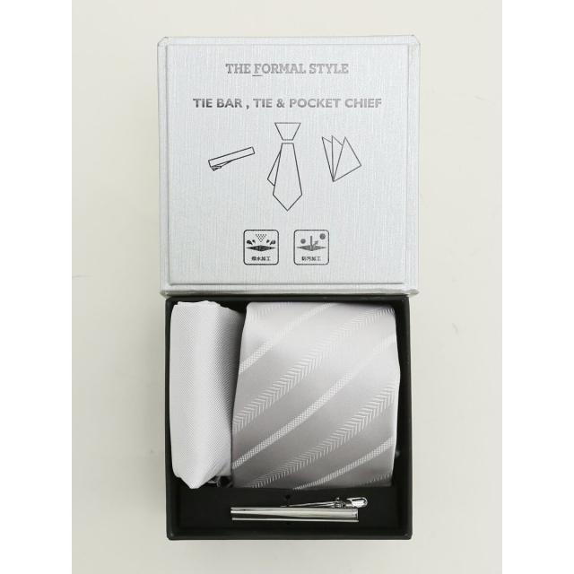 m．f．エディトリアル（m．f．editorial）/【フォーマル 3点セット BOX付き】m．f．エディトリアル ネクタイ＆ポケットチーフ＆タイバー_1