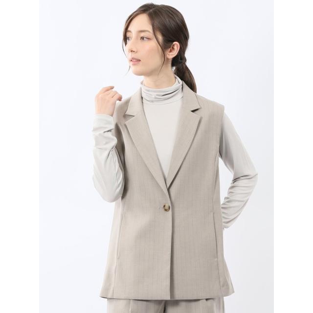 m．f．エディトリアル（m．f．editorial）/【遮熱 UV 洗濯可】m．f．エディトリアル ストライプ ジレ ベージュ(セットアップ可能)