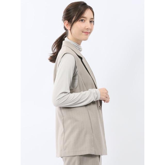 m．f．エディトリアル（m．f．editorial）/【遮熱 UV 洗濯可】m．f．エディトリアル ストライプ ジレ ベージュ(セットアップ可能)_3