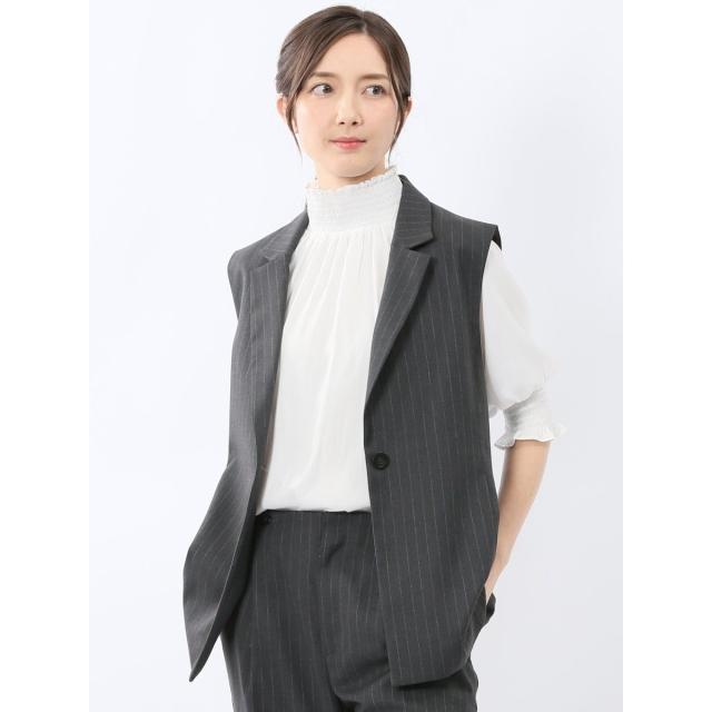 m．f．エディトリアル（m．f．editorial）/【遮熱 UV 洗濯可】m．f．エディトリアル ストライプ ジレ グレー(セットアップ可能)