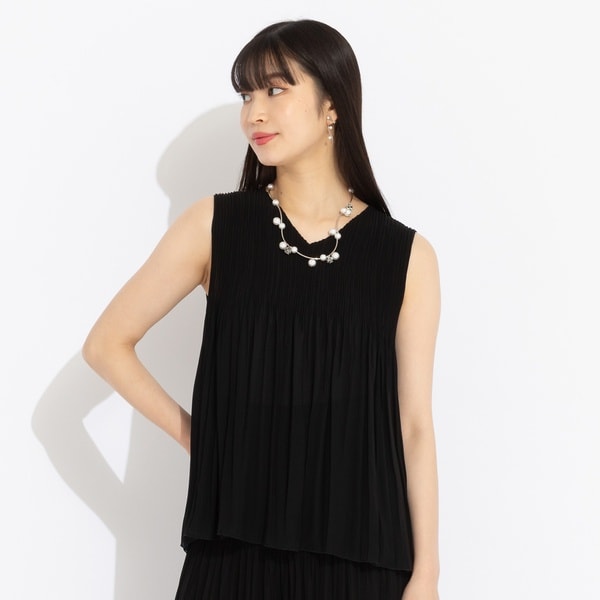 リリアンビューティ（Liliane Burty）/【セットアップ対応】リバーシブルプリーツ　ノースリーブブラウス