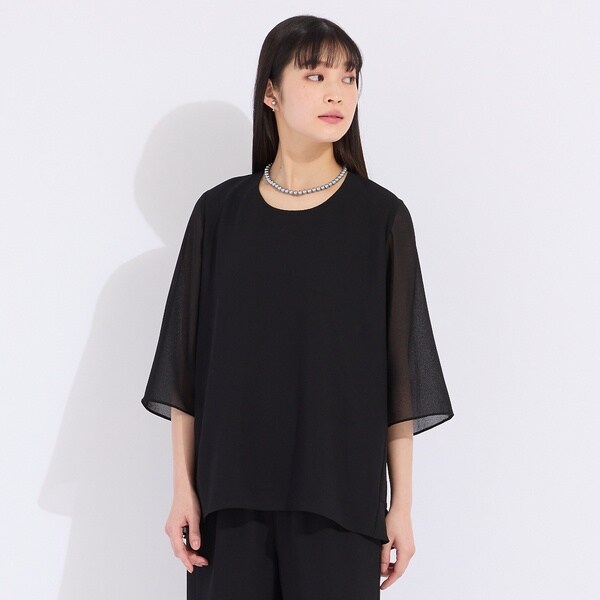 ノップドゥノッド（nop de nod）/Cloche COOL ローン6分袖シアーシャツ