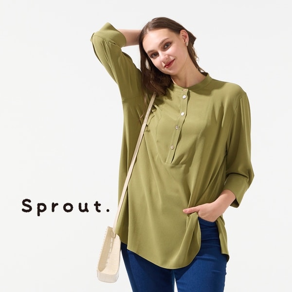 リリアンビューティ（Liliane Burty）/【M〜4L】ウォッシャブルバンドカラーブラウス