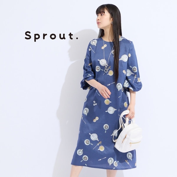 リリアンビューティ（Liliane Burty）/【M〜4L】綿素材ストライププリントワンピース